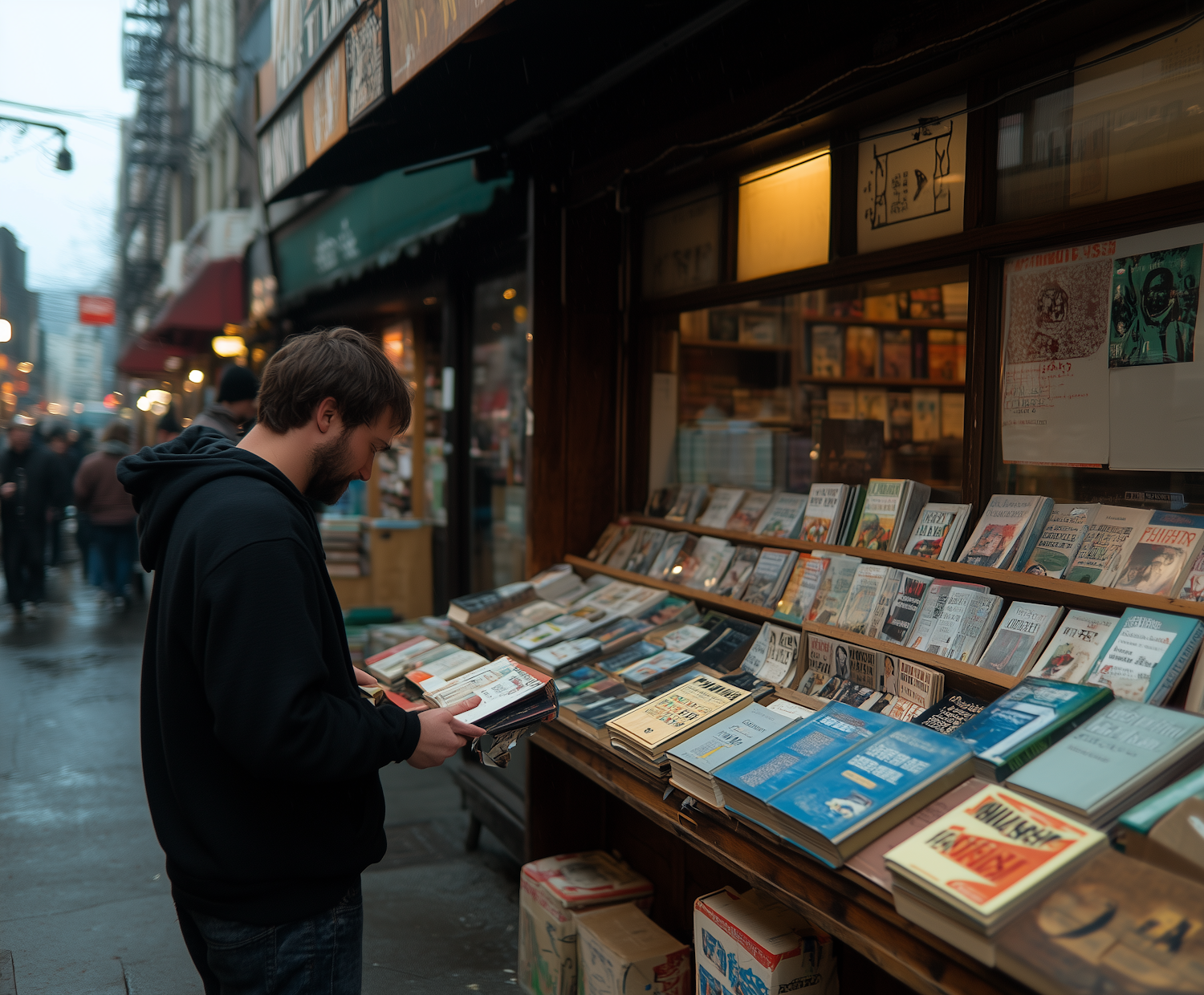 A person looking at a screen filled with diverse book recommendations, actively seeking out new reads beyond common algorithms.
