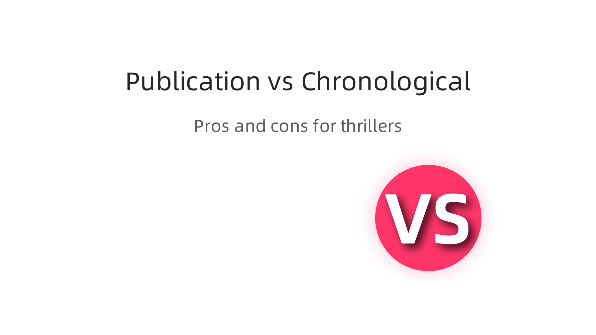 A comparison infographic outlining the pros and cons of reading books in publication order versus chronological order for thrillers.