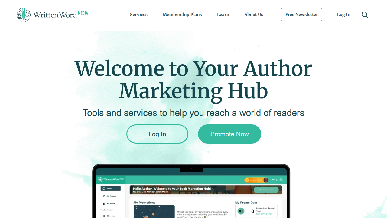 A screenshot of the Written Word Media homepage, highlighting a resource for authors and publishers that also conducts reader surveys on market trends.