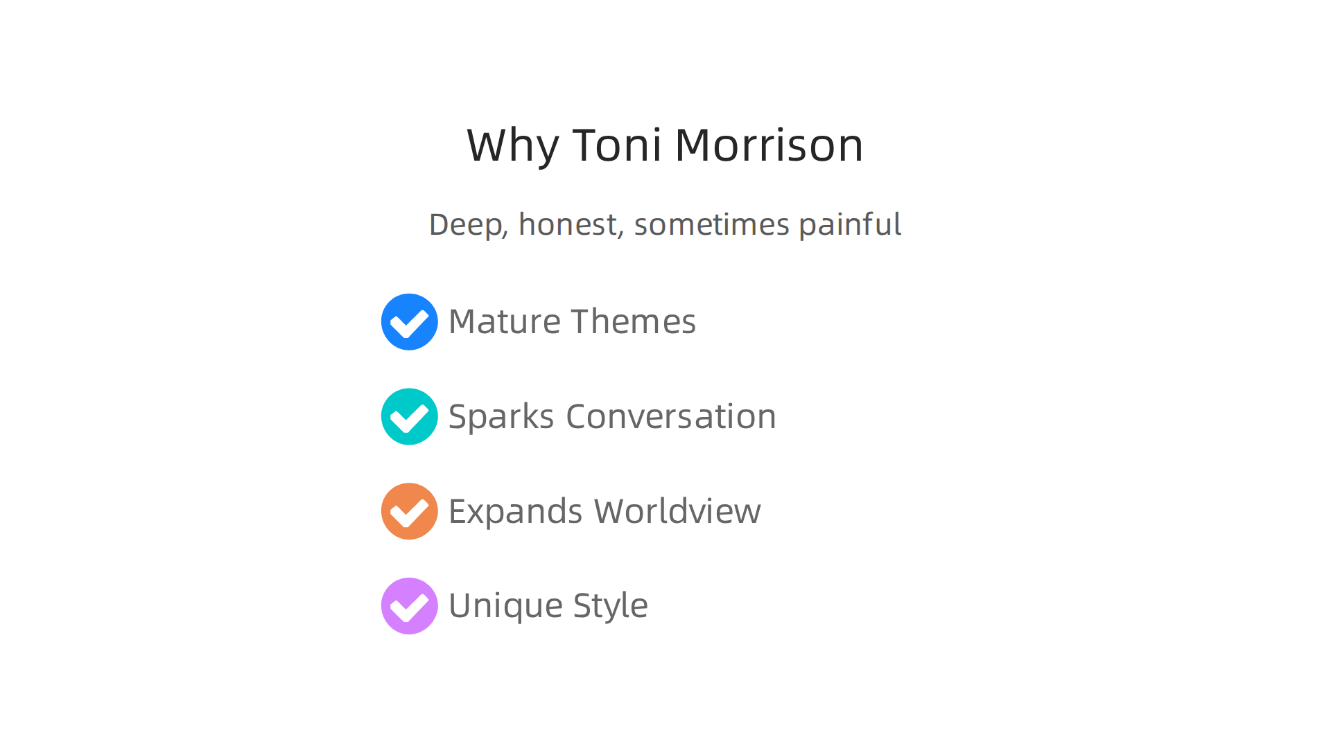 An infographic highlighting the core reasons why Toni Morrison's literature is profoundly essential for adult readers.