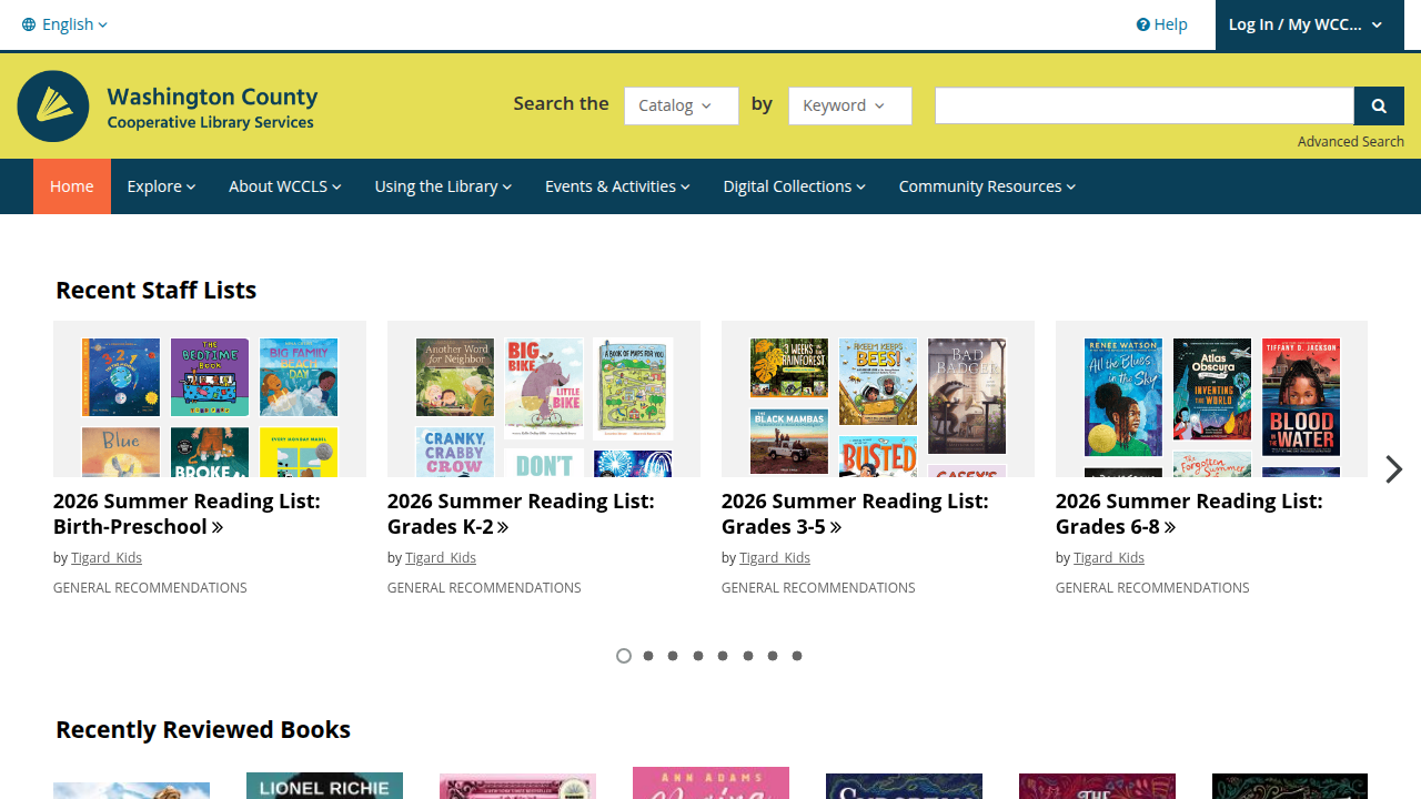 Screenshot of a Bibliocommons page featuring a curated list of children's books for a lifetime of reading.